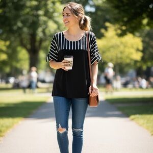 Calvin Klein Black & White Striped Top
